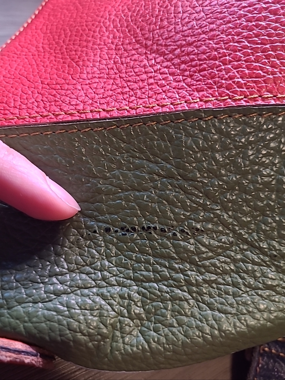 Amerileather Multicolor Panel Leather Crossbody Bag - Colorblock Red, Lavender - Picture 11 of 16